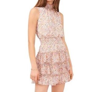 NWT 1 State Sleeveless Pink Floral Ruffle Mini Dress size S